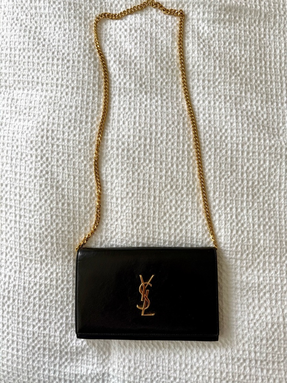Saint Laurent Black Patent Leather with Gold YSL Emblem - Picture 4 of 6